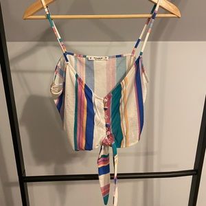 striped crop tank top